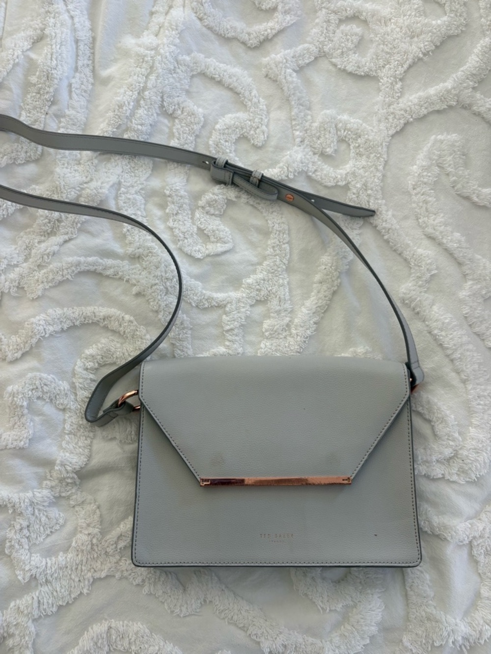 Ted Baker Light Grey Crossbody Bag with Rose Gold Accent
